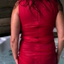 Wet Orchid: Wet Orchid Takes A Day Swim In Dress, Fishnets, and Heels