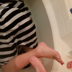 WetWillie: 2nd round of Alexis soaked striped dress pics up at Wet In The Desert!
