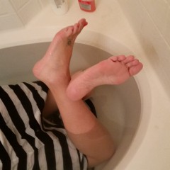 WetWillie: 3rd and final Alexis soaked striped dress pics update at Wet In The Desert