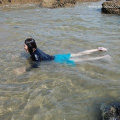 WSMProductions: Jade is the wettest clothed seaside girl in the surf