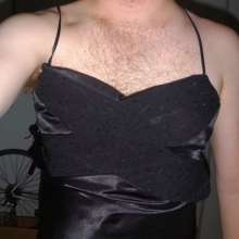 Crygoe: Trashing a black satin evening dress (male)