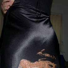 Crygoe: Trashing a black satin evening dress (male)