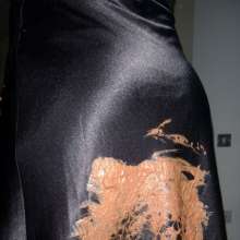Crygoe: Trashing a black satin evening dress (male)