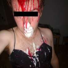 Crygoe: Trashing a black satin evening dress (male)