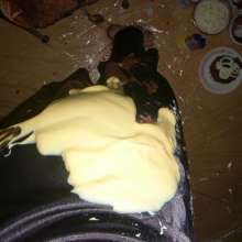 Crygoe: Trashing a black satin evening dress (male)