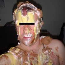 Crygoe: Trashing a black satin evening dress (male)