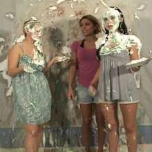 Anglefan.com: Crazy 3-girl messy pie video...co-hosting sucks!