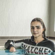 Jens German: She lost a bet, and had to soak herself.