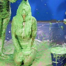 PieZone: Now Available!  Wide Angle Cut of Julianne and Hannah Pieing Each Other