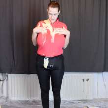 MessyCleo: Cleo fills her sportsclothes with butter, eggs, custard, beans and more.