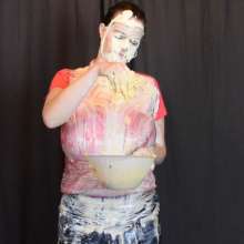 MessyCleo: Cleo fills her sportsclothes with butter, eggs, custard, beans and more.