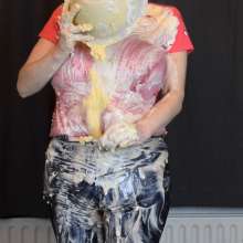 MessyCleo: Cleo fills her sportsclothes with butter, eggs, custard, beans and more.
