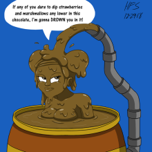 SplatInDaVat: WAM art--OC Regina the Human chocolate fountain