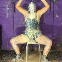 DungeonMasterOne: Maria's Questions: Mypierogatrive in shortalls gets plastered in mess!