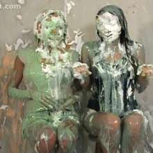 Anglefan: Aida and Lisa have a little messy fun before the holidays!