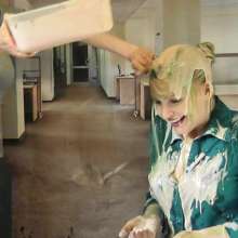 RevSlymsford: Vintage: Cherry Sploshed In Office Wear: Pranked by Messy Jessie