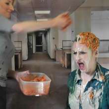 RevSlymsford: Vintage: Cherry Sploshed In Office Wear: Pranked by Messy Jessie