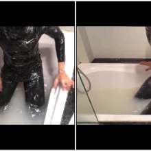 Daniel Wetlook: Daniel: Black and Tight Clothes Got Wet in Bathtub