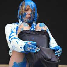 FOXY: Sweater and leggins paint covered