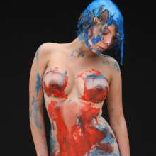 FOXY: Sweater and leggins paint covered