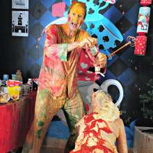 WSMProductions: Custard Couple (CC) in Messy Xmas Angel with naughty Elf