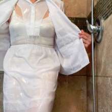 MadelineOasis: A Navy Uniform and Lingerie Completely Soaked in a Shower