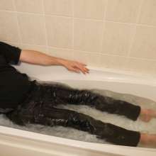 wetmana: wet black chinos,