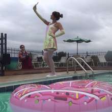 Jayce: Pushed in the Pool!  Sequined Dress, Gloves, Hosiery