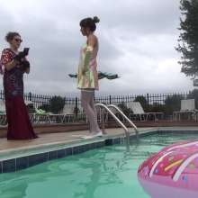 Jayce: Pushed in the Pool!  Sequined Dress, Gloves, Hosiery