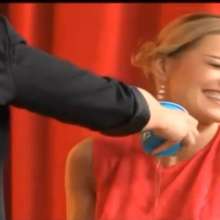 mad_mick_at: Sparing-Show (Georgian tv-show): Hostess drenched in water game