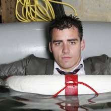 wamgame1: Chris Getting Soaked in Silver-Grey Suit