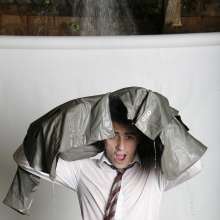 wamgame1: Chris Getting Soaked in Silver-Grey Suit
