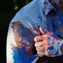 wamgame1: Damjan Paints and Rips His Brand New Blue Muscle Shirt