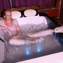 eileenvogel: W353 Eileen taking a clothed bath at the hotel in white clothes