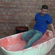 WamtasticUK: New Guy Pete First Gunging in Bath of Pink Slime