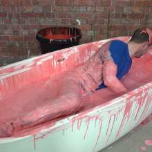 WamtasticUK: New Guy Pete First Gunging in Bath of Pink Slime
