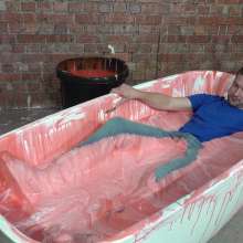 WamtasticUK: New Guy Pete First Gunging in Bath of Pink Slime