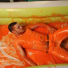 wamgame1: Sam the Squash Player Trashed in Orange Gunge