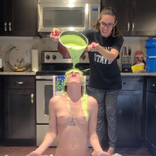 Slimed Models: New Model Chi Chi Gets Slimed for the First Time!  Naked!