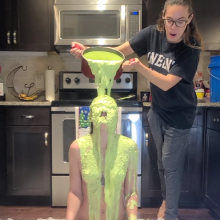 Slimed Models: New Model Chi Chi Gets Slimed for the First Time!  Naked!