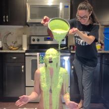 Slimed Models: New Model Chi Chi Gets Slimed for the First Time!  Naked!