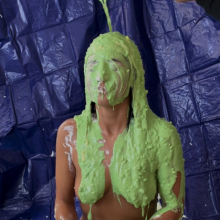 Slimed Models: Ashley Plays the Nasty Pie Game (And Ends Up a Loser, Naked, and Slimed)