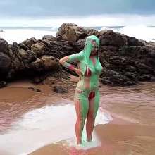 Darkabyss445: Slimed at the Beach in My Lingerie