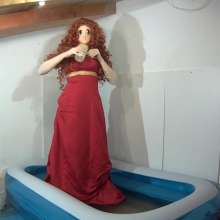 Wetlook Doll: Wet Red Formal Dress