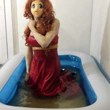 Wetlook Doll: Wet Red Formal Dress