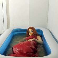 Wetlook Doll: Wet Red Formal Dress