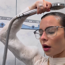 Your Wet Cat: I got overexcited from the pearl bath and cum in my panties