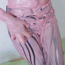 lovingmessy4you: Leather Pants and Creamed Boobs