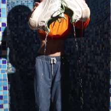 Wet Live Team: Mila Carefully Wet Her Outfit with Pool Water!  Wetlook