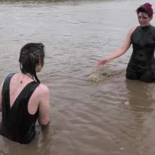 DungeonMasterOne: Violet Vixen the PVC Mud Virgin!